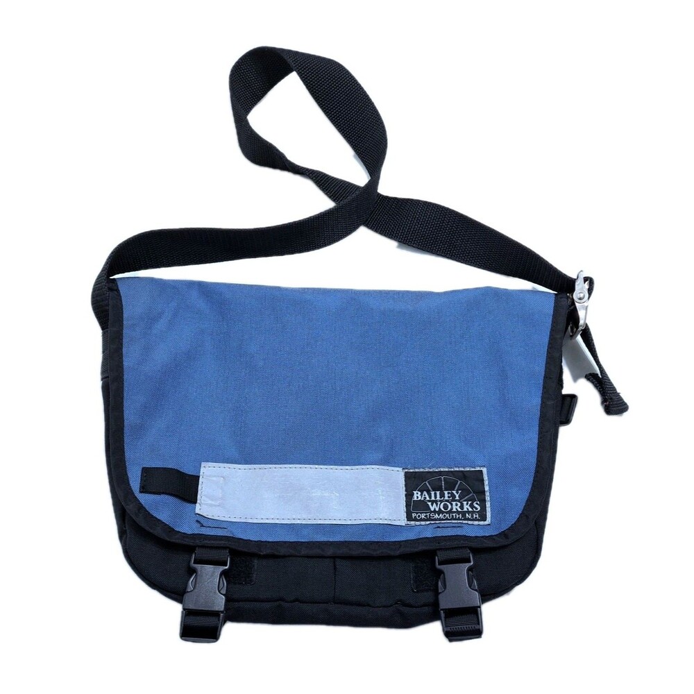 Bailey Works Messenger Bag Small Blue Black Canvas Reflective Bicycle Crossbody